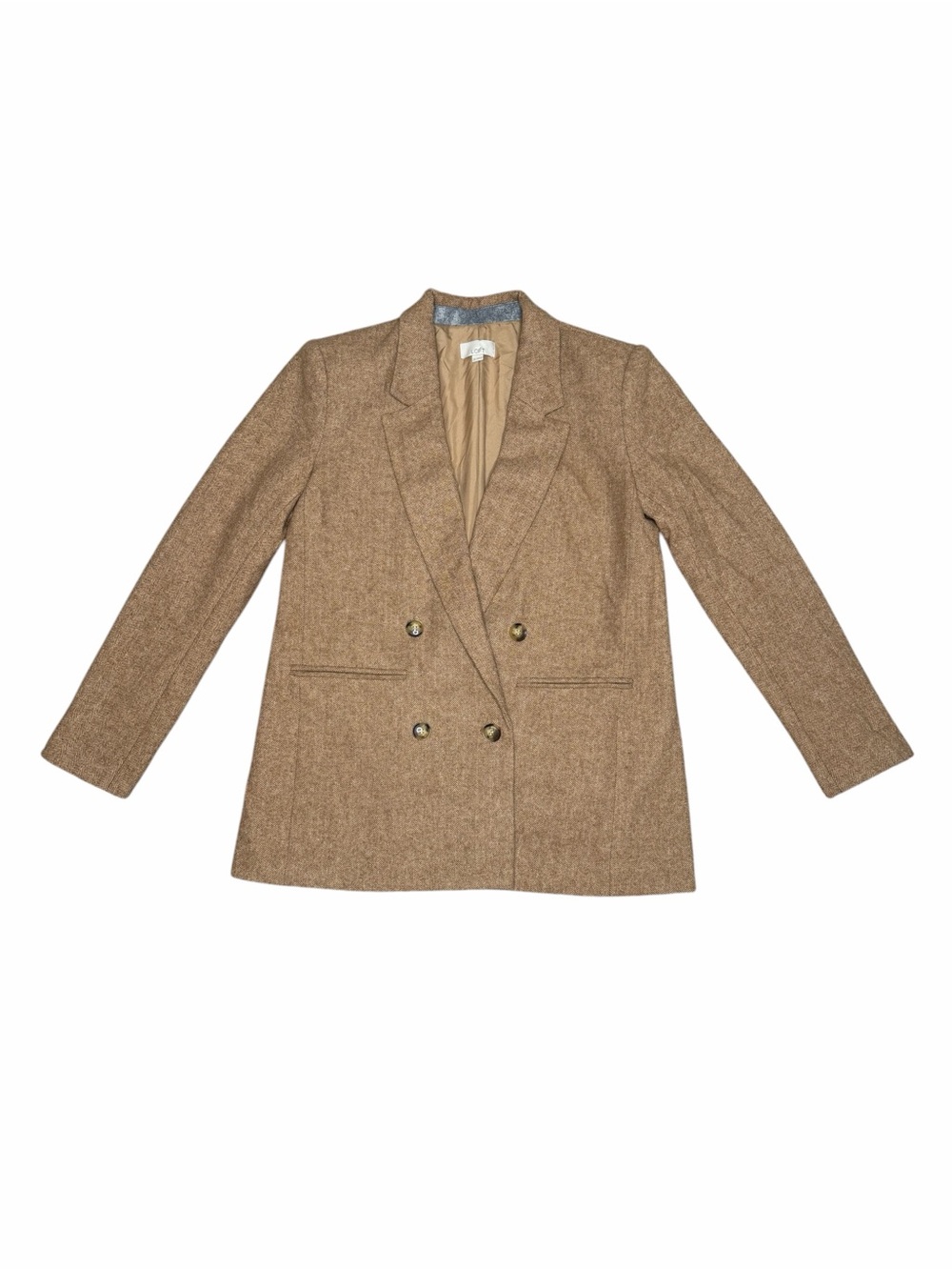 LOFT Brown Wool Blend Double Breasted Oversized Blazer Size Small